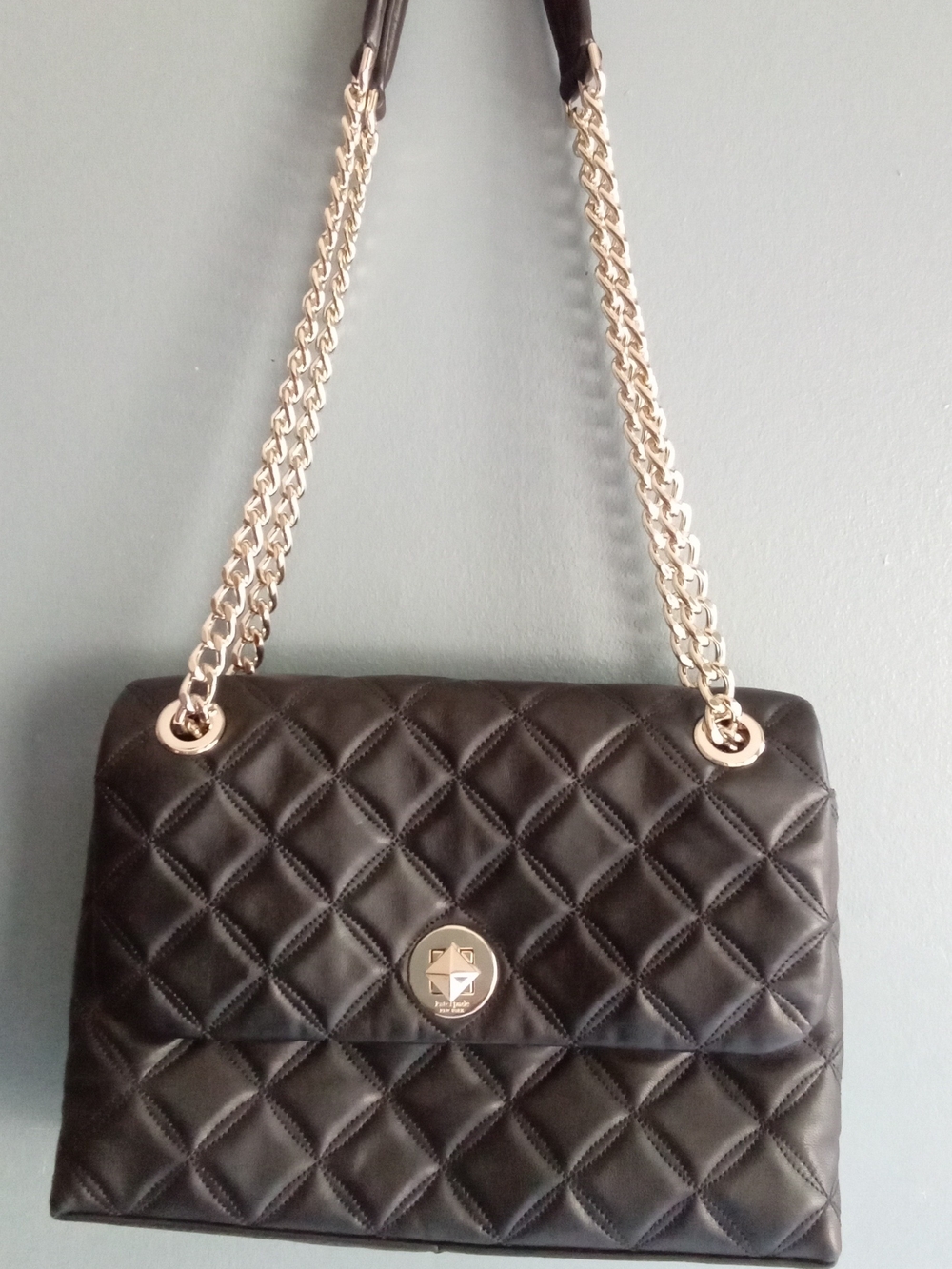 Kate Spade Emerson Place Rita Quilted Black Leather Chain Shoulder Bag PXRU6245